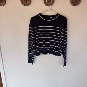 H&M divided navy blue and White Striped Women's Sweater size large